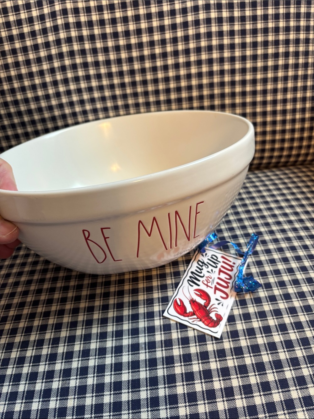 Rae Dunn White Bowl with Red "Be Mine" Lettering